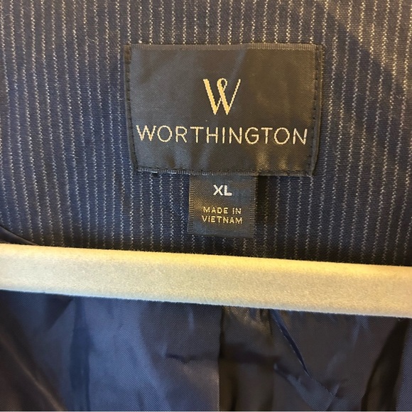 Worthington Navy Pinstripe Blazer Women’s XL One Button Classic Jacket - Picture 4 of 4
